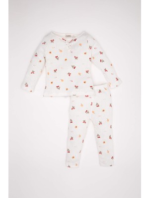 DeFacto Kız Bebek Meyve Desenli Uzun Kollu Pijama Takımı D1809A524AU