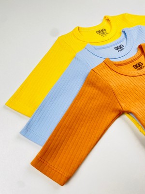 Efu Baby 3'lü %100 Pamuklu Raporlu Basic Bebek Body Pantolon Takım