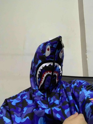 Koflandy Unisex Pubg Bape x Shark Hoodie - Mavi