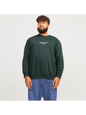 Jack & Jones Büyük Beden Logo Baskili Bisiklet Yaka Sweatshirt - Vesterbro
