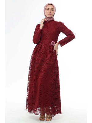 Moda Çizgi Ahunisa Henna Abiye Bordo 5646