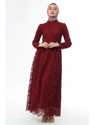 Moda Çizgi Ahunisa Henna Abiye Bordo 5646