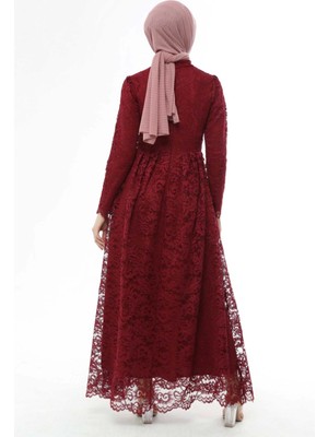 Moda Çizgi Ahunisa Henna Abiye Bordo 5646