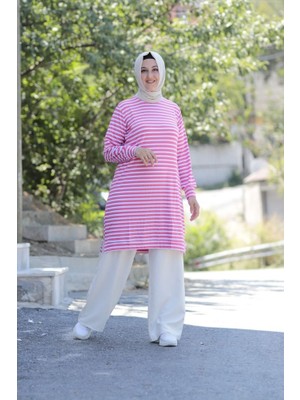 Zey&Ka Butik Çizgi Desen Pamuklu Tunik