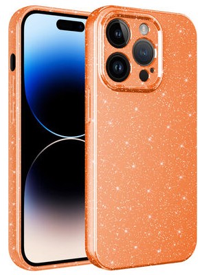 Techno Guru iPhone 14 Pro Max Kılıf Kamera Korumalı Simli Lüks Koton Kapak