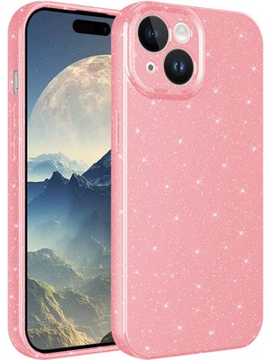 Techno Guru iPhone 15 Kılıf Kamera Korumalı Simli Lüks Koton Kapak