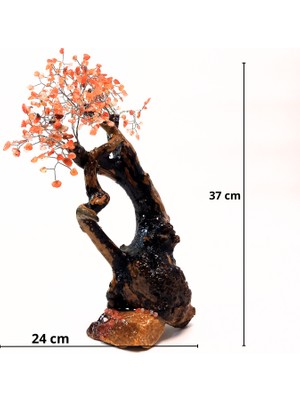 Ayre Style Eşsiz El Yapımı Kırmızı Akik Taşlı Dekoratif Ağaç -