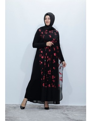 Zey&Ka Butik Çiçek Desen Abiye Elbise