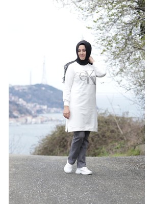 Zey&Ka Butik Taş Baskı Sweatshirt Tunik