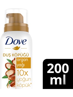 Dove Köpük Duş Jeli Argan Yağı 10 Kat Daha Yoğun Köpüğe Sahip Kremsi Formül, 200 mlx1