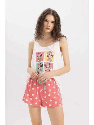 DeFacto Fall in Love Disney Mickey & Minnie Atlet Şortlu Pijama Takımı B8740AX24SM