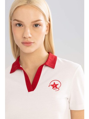 DeFactoFit Crop Polo Yaka Sporcu Pike Kısa Kollu Tişört C5829AX24SM