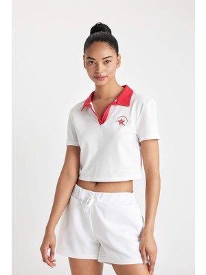 DeFactoFit Crop Polo Yaka Sporcu Pike Kısa Kollu Tişört C5829AX24SM