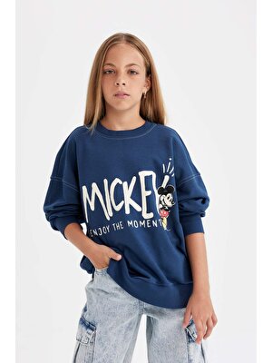 DeFacto Kız Çocuk Disney Mickey & Minnie Oversize Geniş Kalıp Bisiklet Yaka Sweatshirt C7352A824AU