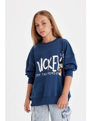 DeFacto Kız Çocuk Disney Mickey & Minnie Oversize Geniş Kalıp Bisiklet Yaka Sweatshirt C7352A824AU