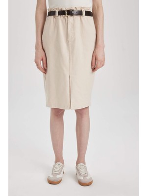 DeFacto Kalem Normal Bel Yırtmaçlı Gabardin Midi Etek C2588AX24SP