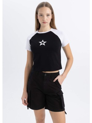 DeFacto Coool Fitted Baskılı Kısa Kollu Tişört C3115AX24SM