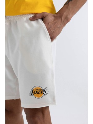 DeFactoFit NBA Los Angeles Lakers Oversize Geniş Kalıp Kısa Paça Şort A3908AX24SM