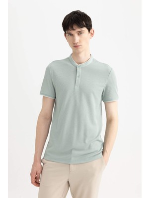 DeFacto Slim Fit Dar Kesim Dik Yaka Kısa Kollu Waffle Tişört Z4262AZ24SM