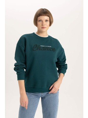 DeFacto Relax Fit Bisiklet Yaka Kalın Sweatshirt B6586AX23WN