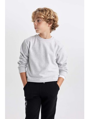 DeFacto Erkek Çocuk Bisiklet Yaka Selanik Kumaş Basic Sweatshirt B5308A823WN