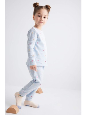 DeFacto Kız Bebek Meyve Desenli Uzun Kollu Waffle Pijama Takımı B7745A524SP