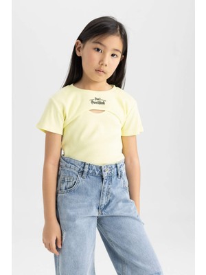 DeFacto Fitilli Kaşkorse 2'li Kısa Kollu Tişört Kız Çocuk C8603A824HS