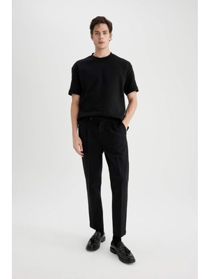 DeFacto Twill Yazlık Kumaş Pantolon Tailored Regular Fit Normal Kesim Keten Karışımlı Düz Paça B6670AX24SP