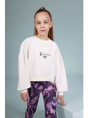 DeFacto Kız Çocuk Bisiklet Yaka Baskılı Sweatshirt B3159A823AU