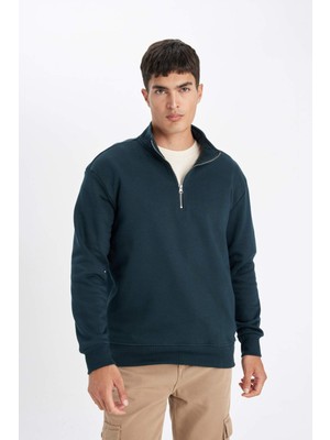 DeFacto Comfort Fit Fermuarlı Dik Yaka Sweatshirt X7405AZ24SP