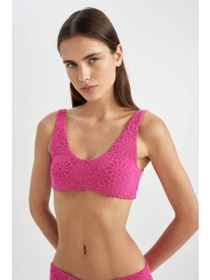 DeFacto Fall in Love Regular Fit Çiçekli Jakarlı Bikini Üstü B6901AX24SM