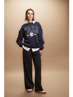 DeFacto Yale University Oversize Fit Bisiklet Yaka Kalın Sweatshirt B2539AX23WN