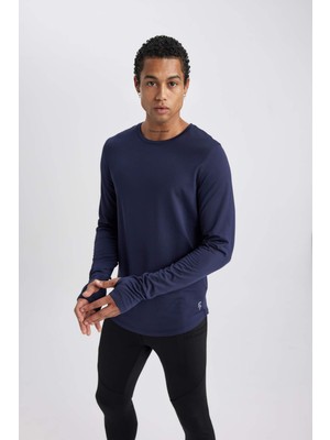 DeFacto Slim Fit Dar Kesim Bisiklet Yaka Sporcu Uzun Kollu Tişört A3961AX23WN