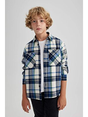 DeFacto Erkek Çocuk Oversize Fit Flanel Uzun Kollu Gömlek A4691A823WN