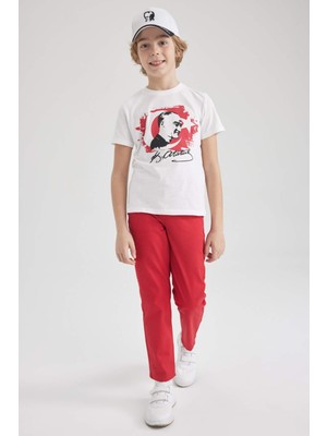 DeFacto Erkek Çocuk Kırmızı Basic Düz Gabardin Pantolon Z1675A623SM