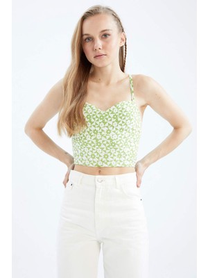 DeFacto Askılı Çiçekli Crop Bluz Y8783AZ22SM