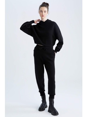 DeFacto Beli Bağcıklı Relax Fit Triko Jogger Eşofman Altı R1701AZ22AU