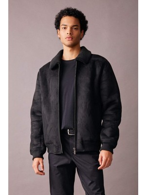 DeFacto Slim Fit Polo Yaka Astarlı Süet Mont A3869AX23WN