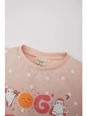 DeFacto Kız Bebek Pijama Takımı Penye Puantiye Kısa Kollu Üst Şort C5068A524HS