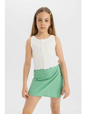 DeFacto Kız Çocuk Bisiklet Yaka Çiçekli Atlet C6629A824HS