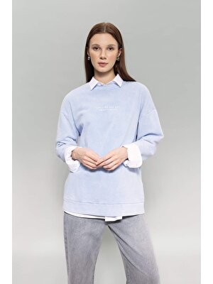 DeFacto Regular Fit Bisiklet Yaka Baskılı Sweatshirt Tunik B3592AX23WN