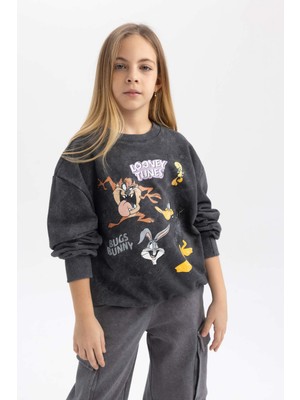 DeFacto Kız Çocuk Looney Tunes Oversize Fit Bisiklet Yaka Sweatshirt B1555A823AU