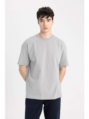 DeFacto Boxy Fit Bisiklet Yaka Kısa Kollu Basic Düz Tişört C5277AX24SP