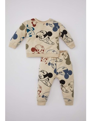 DeFacto Erkek Bebek 2'li Takım Disney Mickey & Minnie İnce Sweatshirt Eşofman Altı B3186A524SP