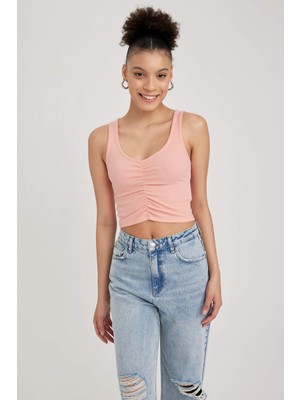 DeFacto Fitted Crop Basic Düz Fitilli Kaşkorse Atlet B1660AX23HS