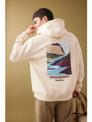 DeFacto Discovery Channel Oversize Fit Kapüşonlu Kalın Sweatshirt B4099AX24SP