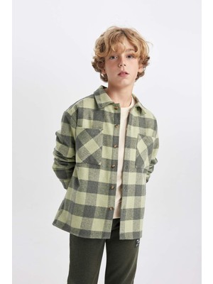 DeFacto Erkek Çocuk Kareli Oversize Fit Flanel Uzun Kollu Gömlek B0453A823WN