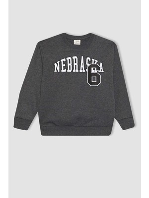 DeFacto Erkek Çocuk Baskılı Sweatshirt Eşofman Altı 2'li Takım B7657A824SP