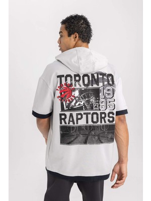 DeFactoFit NBA Toronto Raptors Oversize Geniş Kalıp Kapüşonlu Kısa Kollu Tişört B3883AX24SP