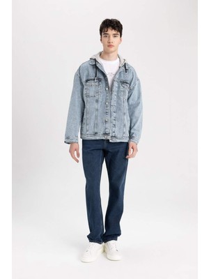 DeFacto Oversize Fit Kapüşonlu Jean Ceket B8181AX24SP